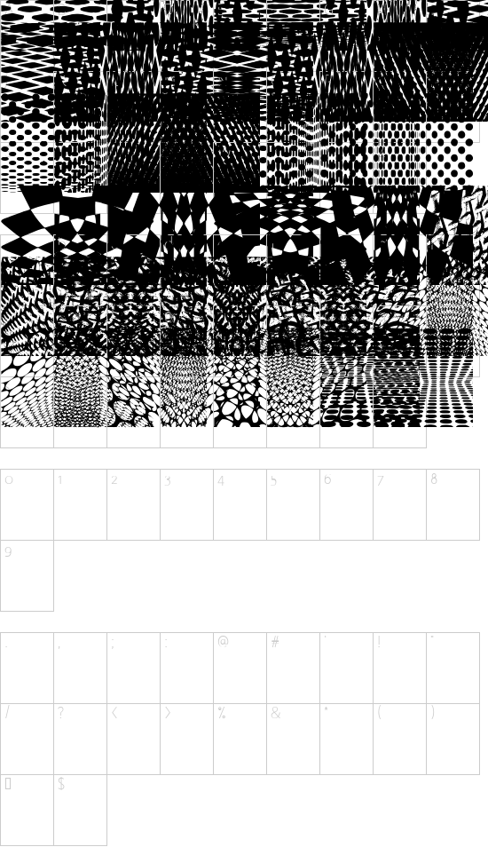 KleinKarpets font character map