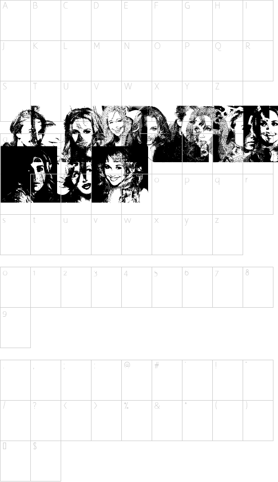 HaydenPanettiereBats demo font character map