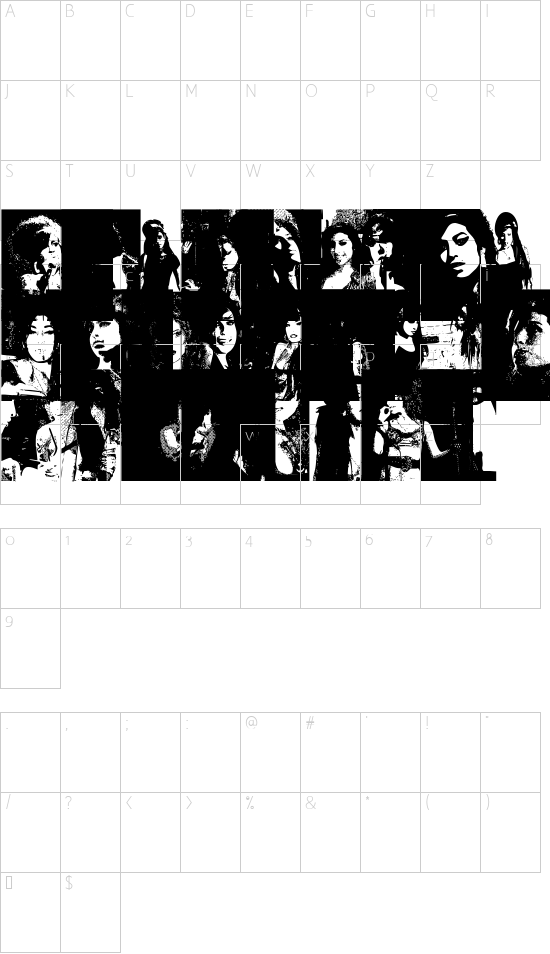 AmyBats3 font character map