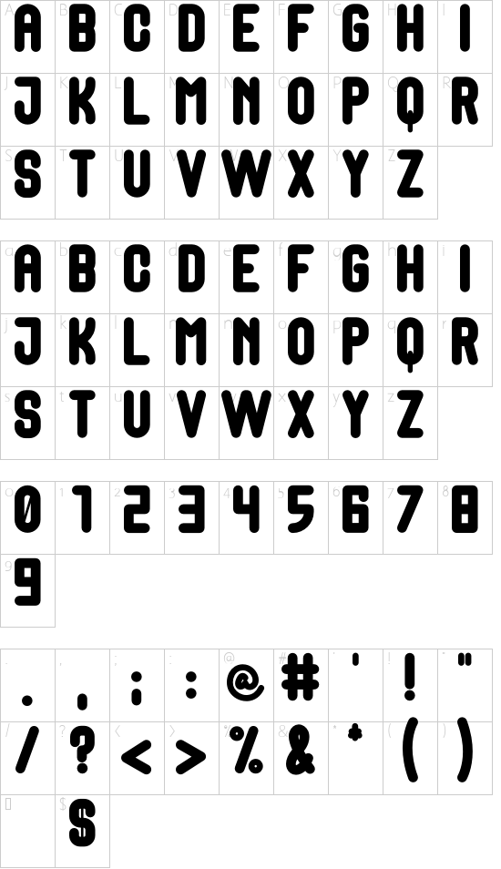 Eathoma Sans font character map
