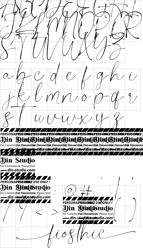 Fiosthic Personal Use font character map