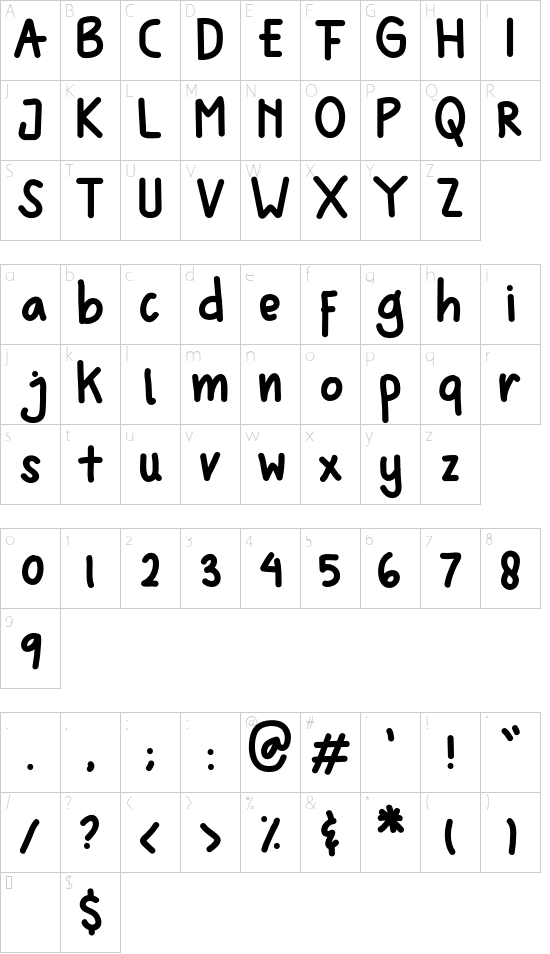 Harry Regular font character map