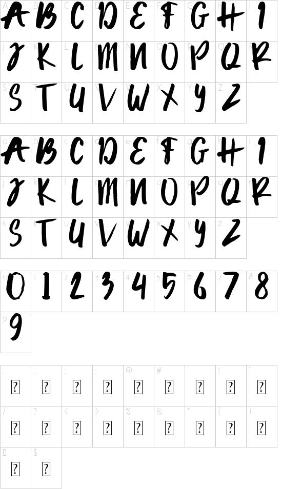 Lawar font character map