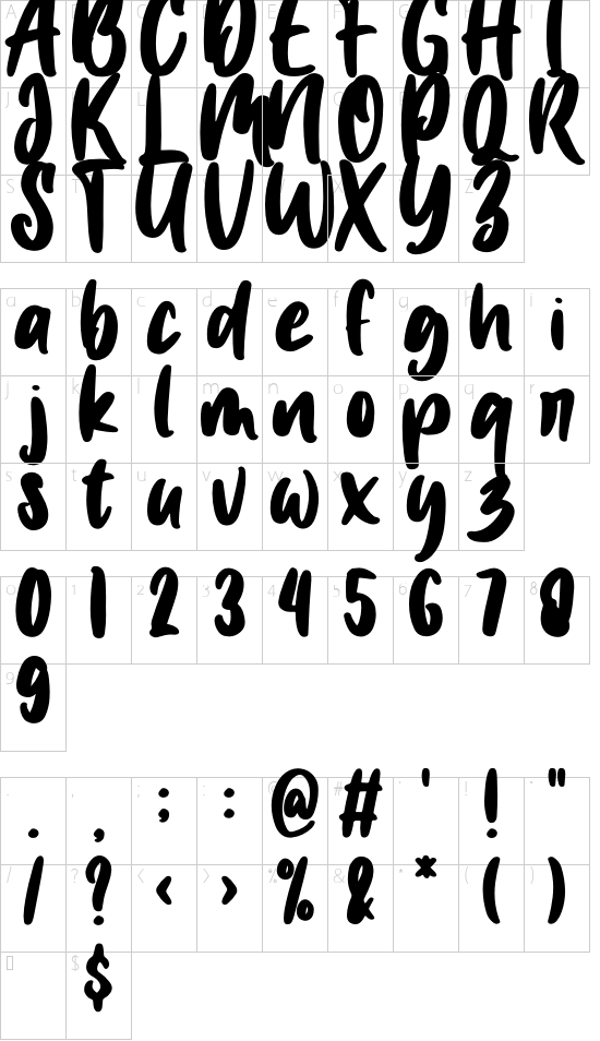 Mg Dalenaf font character map