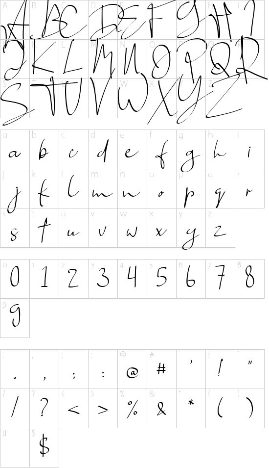 Mongoill font character map