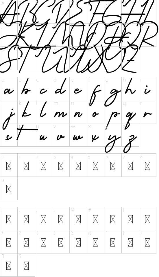 Seaways Demo font character map