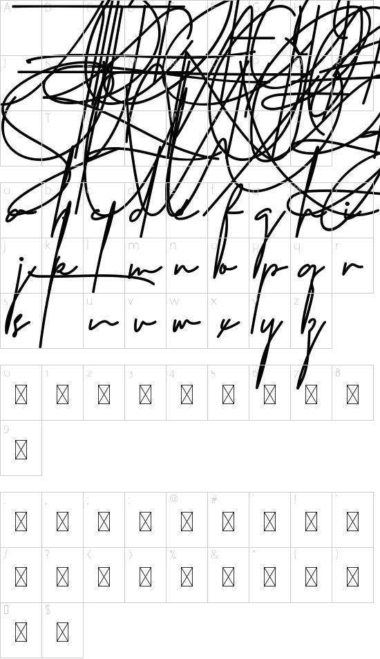 Westerners Demo font character map