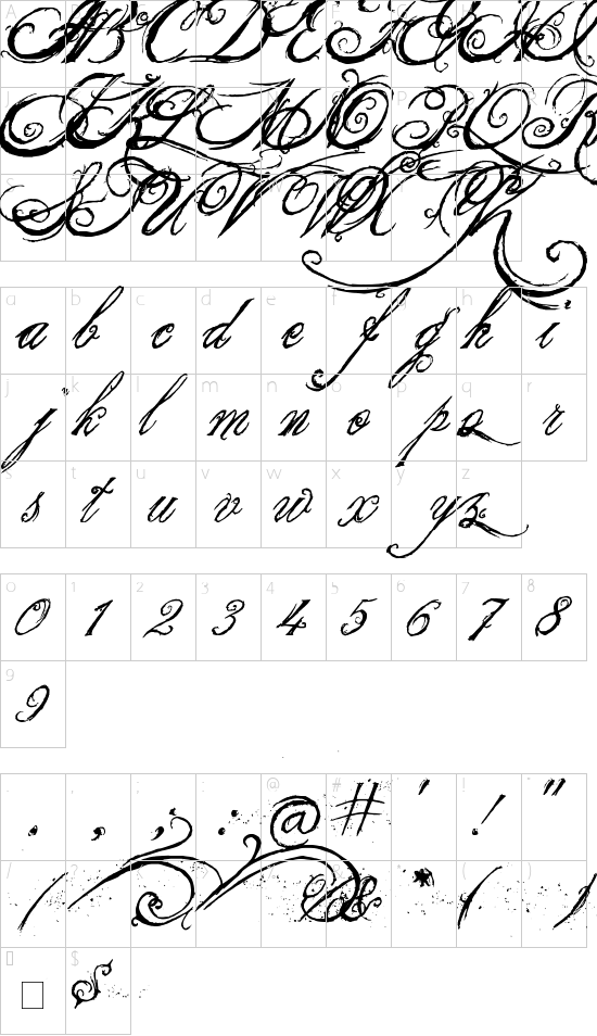 the King & Queen font font character map