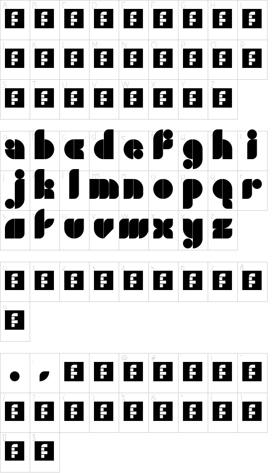 Jack Fancy font character map