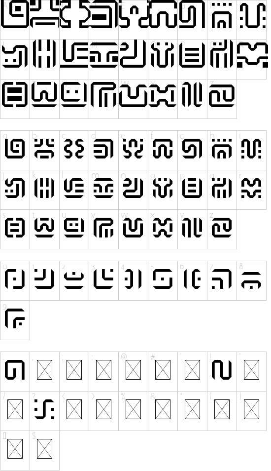 BOTW Hylian Regular font character map