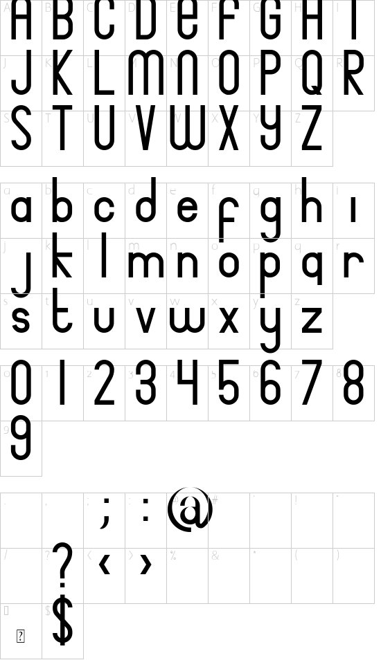 Bingke Setile DEMO font character map