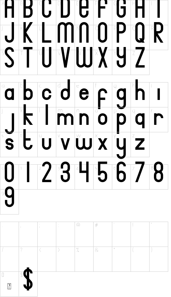 Bingke Daging DEMO font character map
