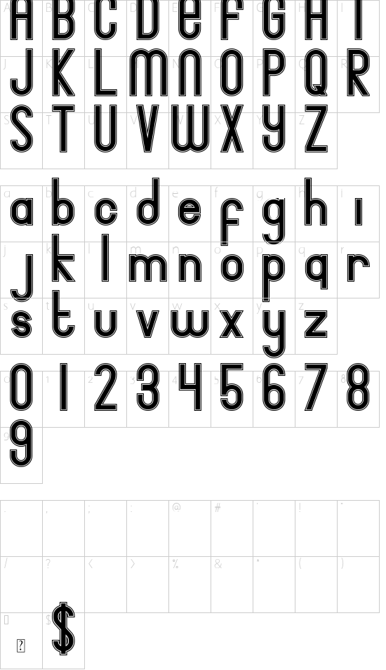 Bingke Susu DEMO font character map