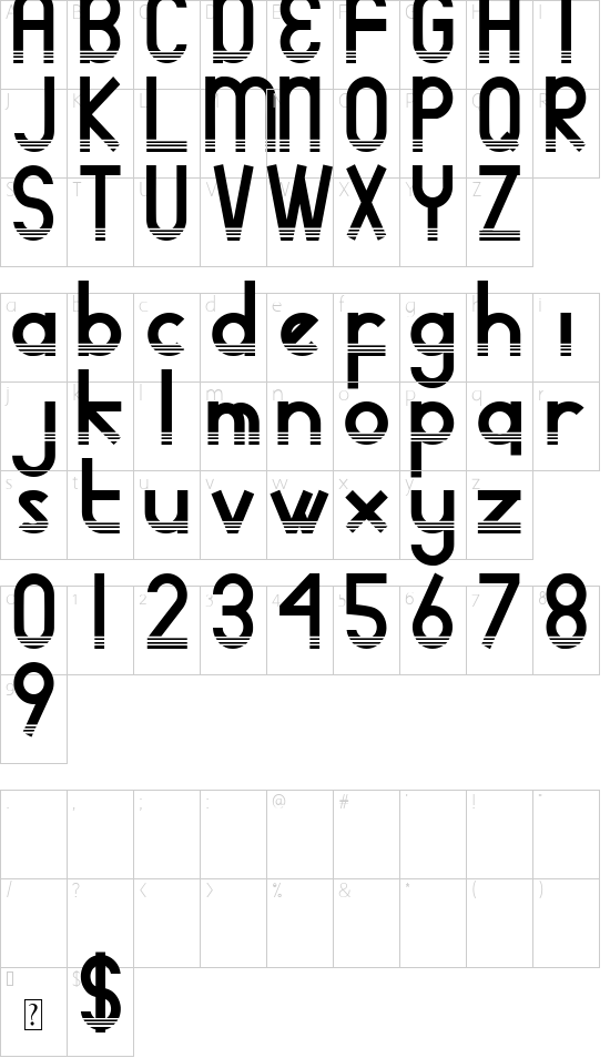 adidog 3 stripe DEMO font character map