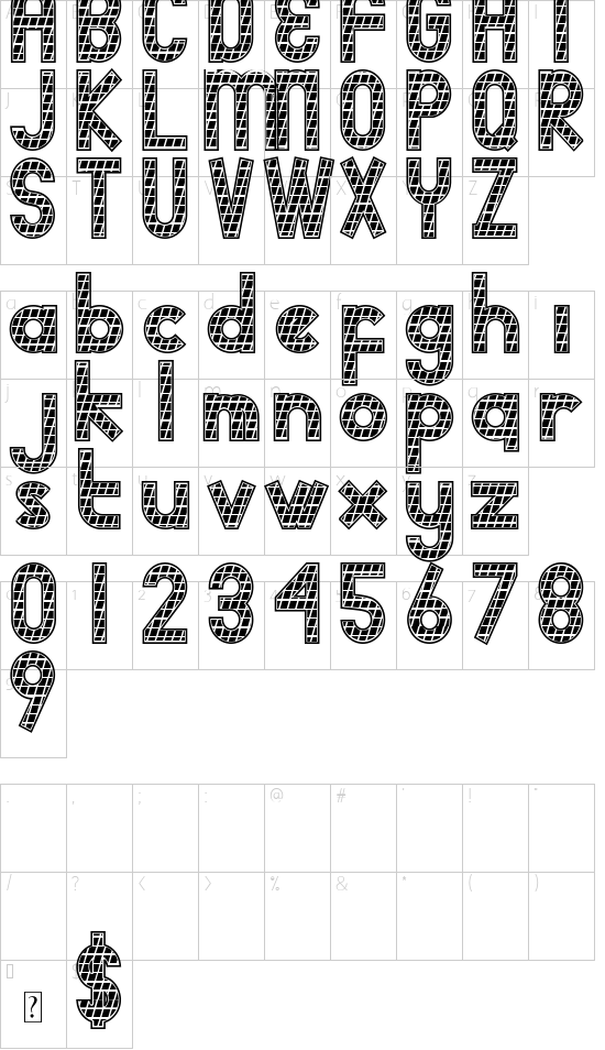 adidog box DEMO font character map