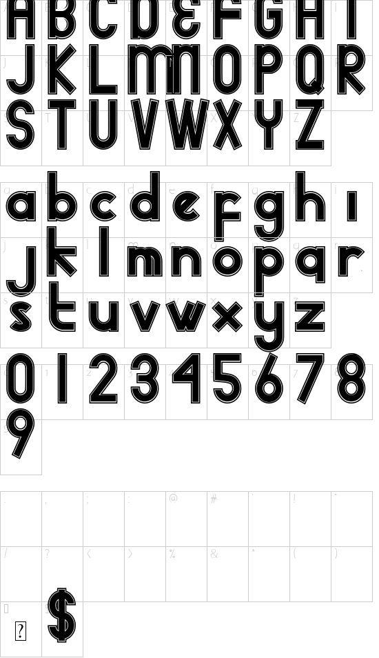 adidog dbl DEMO font character map