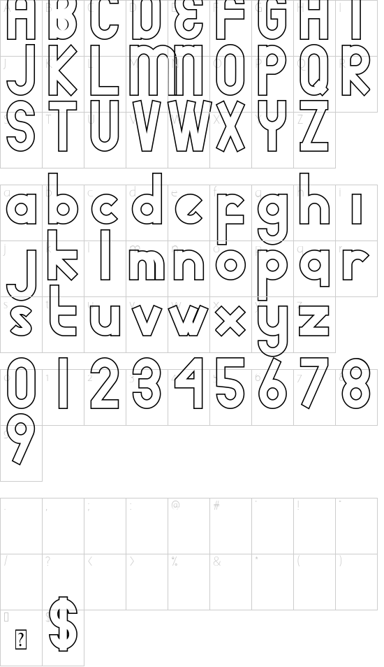 adidog hol DEMO font character map