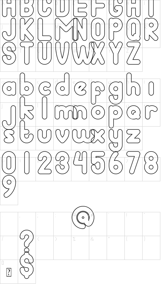 badjang DEMO font character map