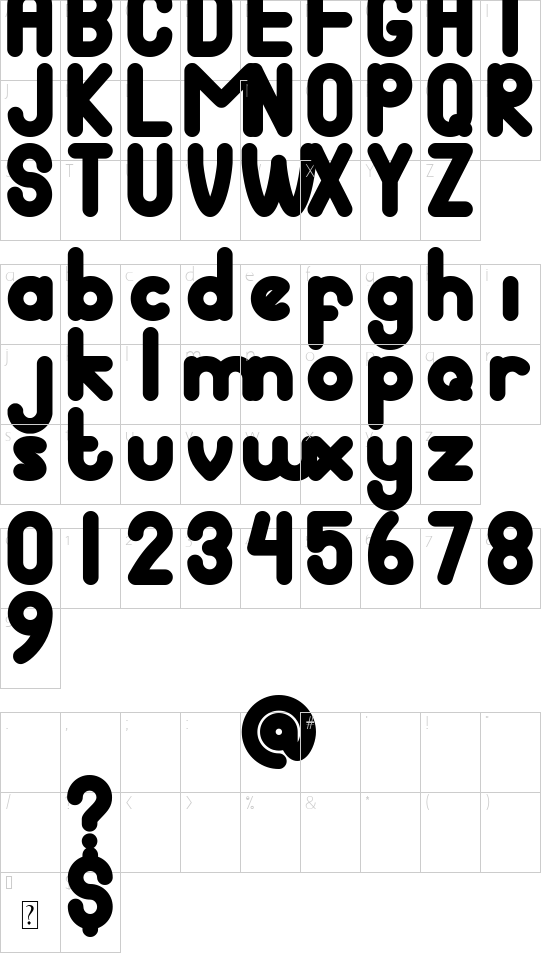 dingo the singing dog DEMO font character map