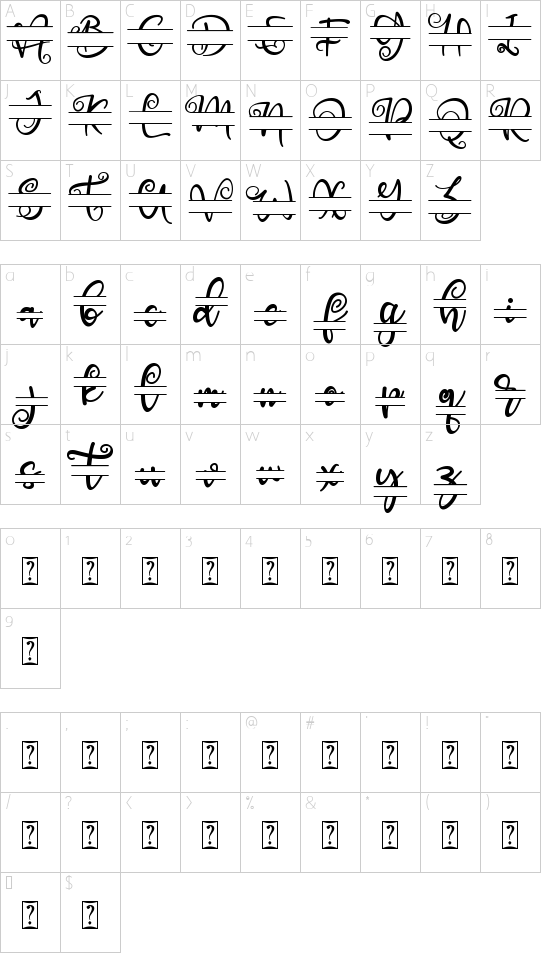 Aster Monogram_Personal Use font character map