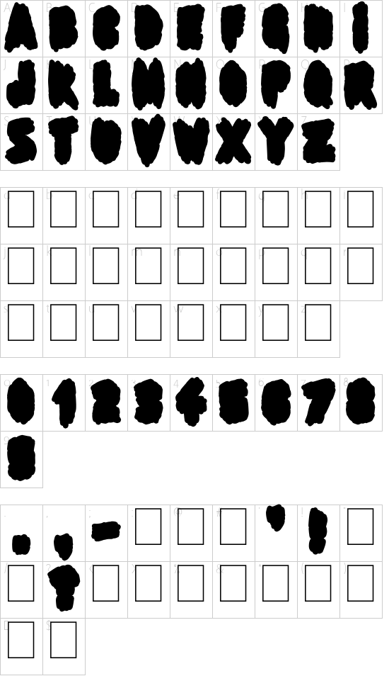 Shadow of the deads Under font character map