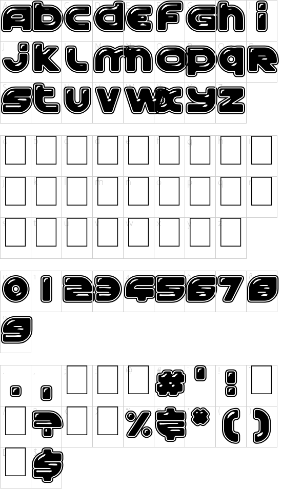 Astral Groove font character map