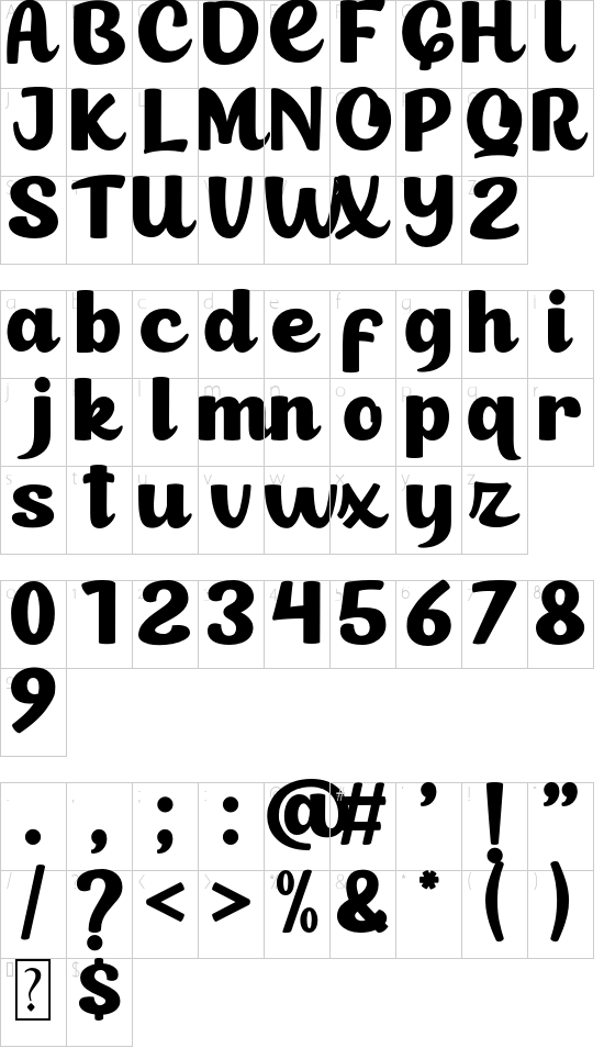 Cheerful Dynamite Personal Use  font character map