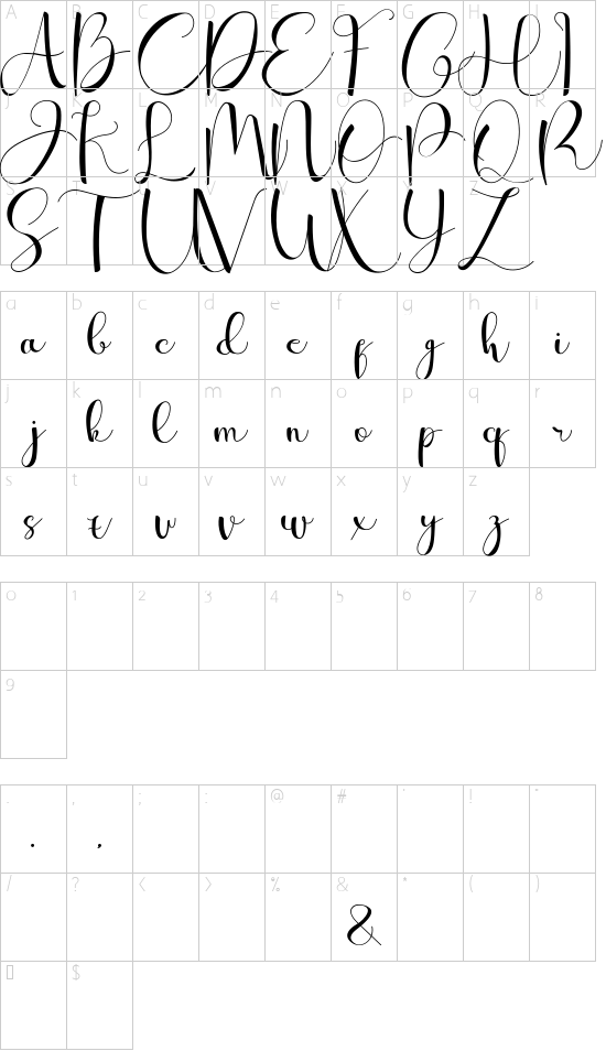 wina aprilina Personal Use font character map
