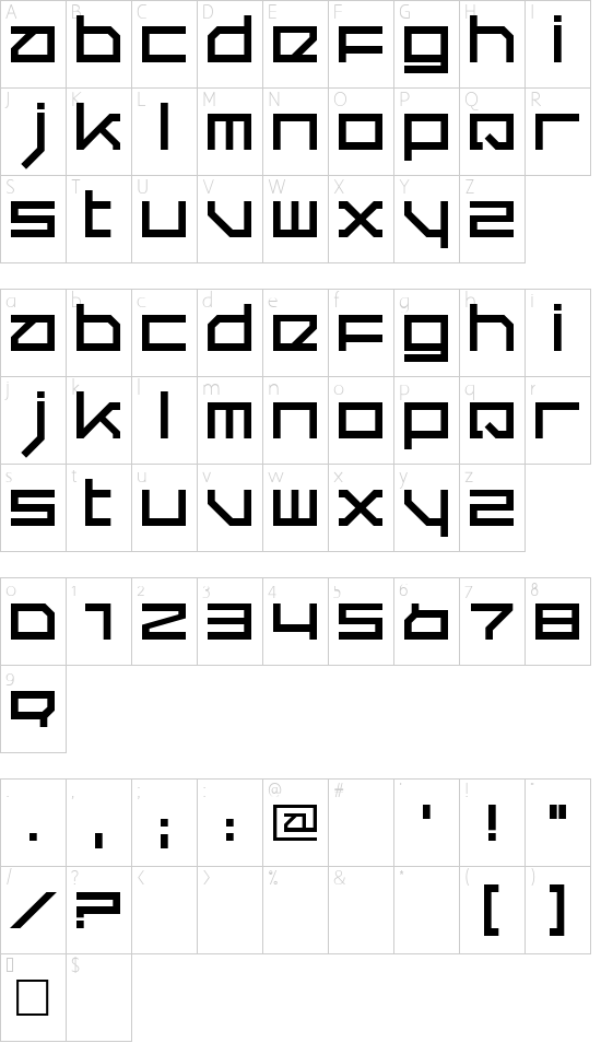 Quer font character map