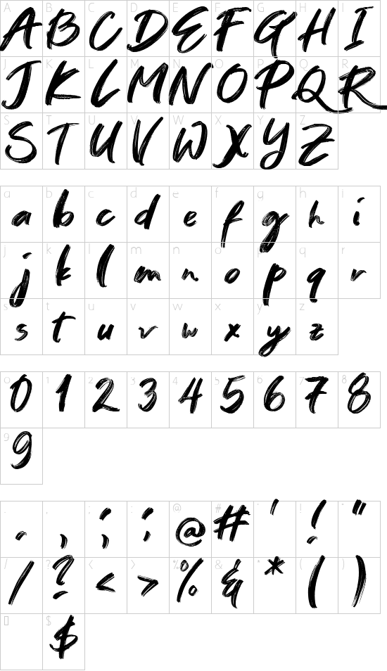 Greylight Demo font character map