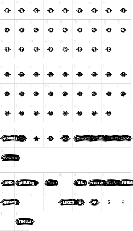 Rocky Winter Regular font character map