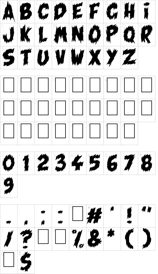 Tales of Scare Black font character map