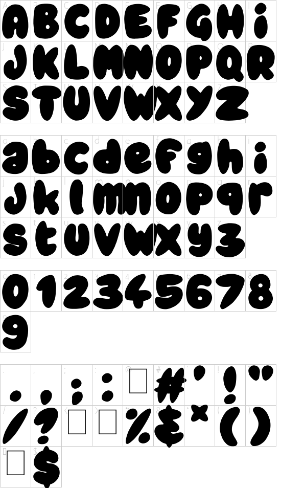 Chubby Rounded font character map