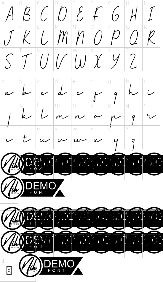 Friendship Goal Demo font character map