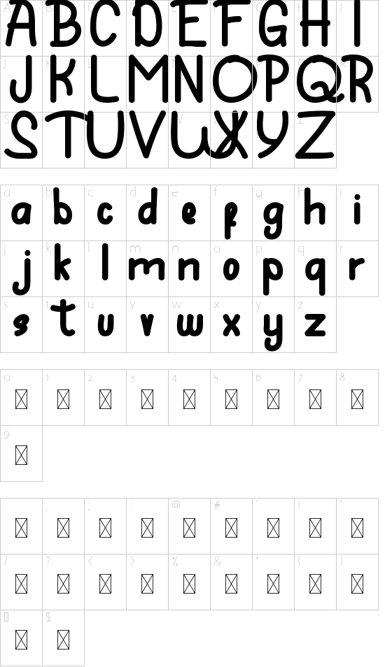 King Fruit Demo font character map