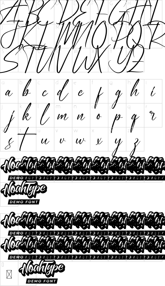 Manchester Park Demo font character map