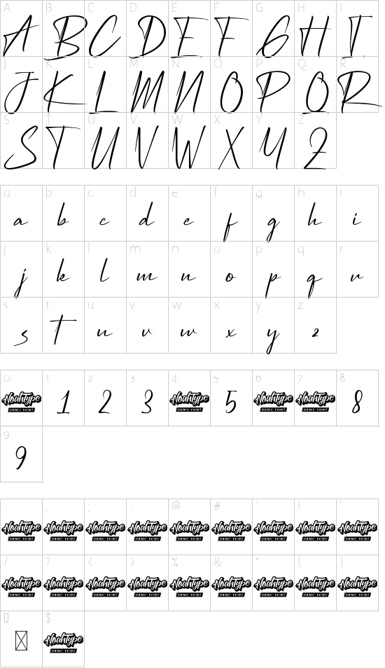 Portland S Demo font character map