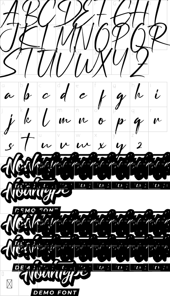 Radstock Demo font character map