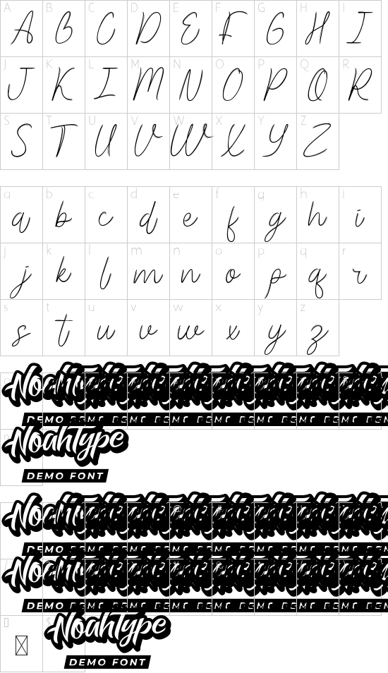 She Lovely Demo font character map