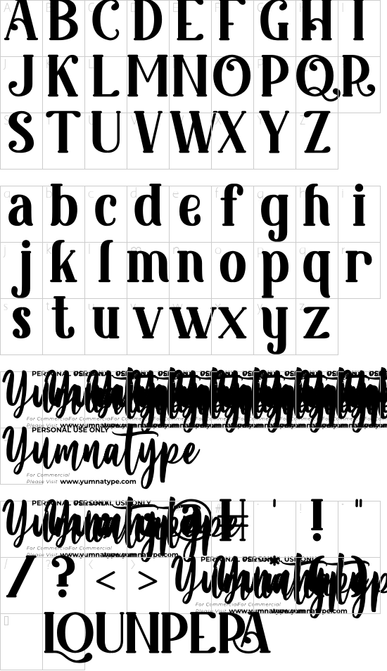 King Lounpera Solid font character map