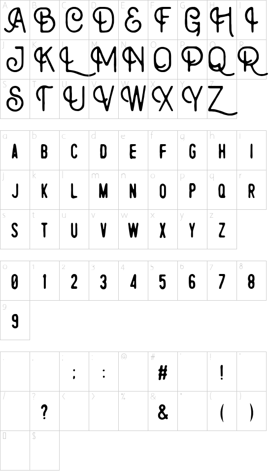 Rontrelan Regular font character map