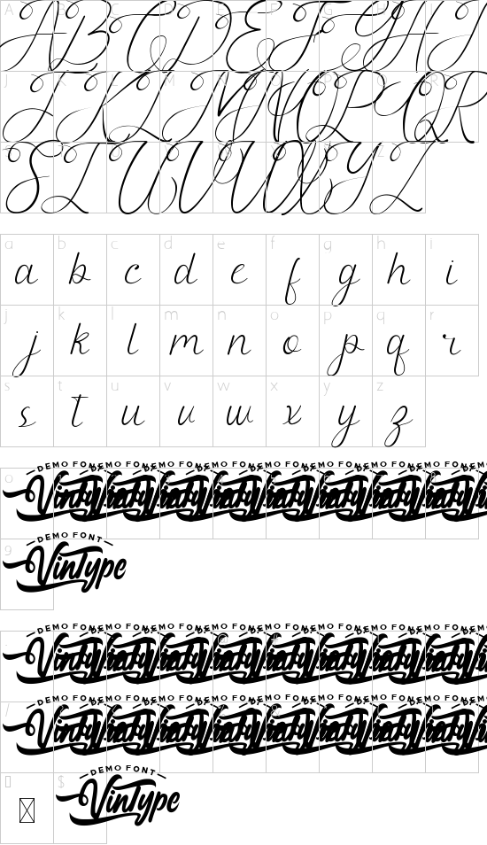 Fortification Demo font character map