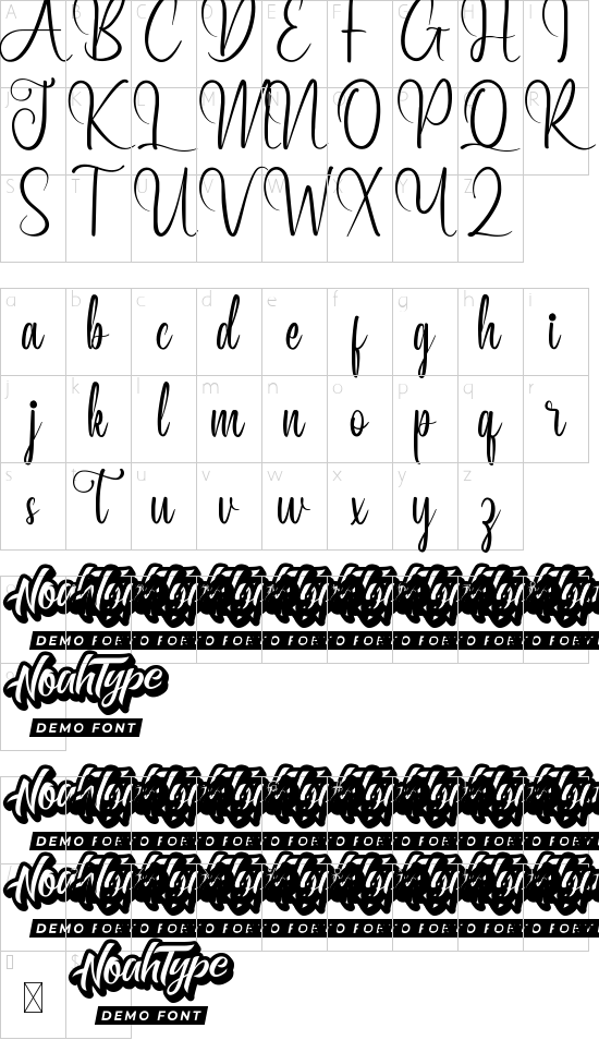 Heliolla Demo font character map