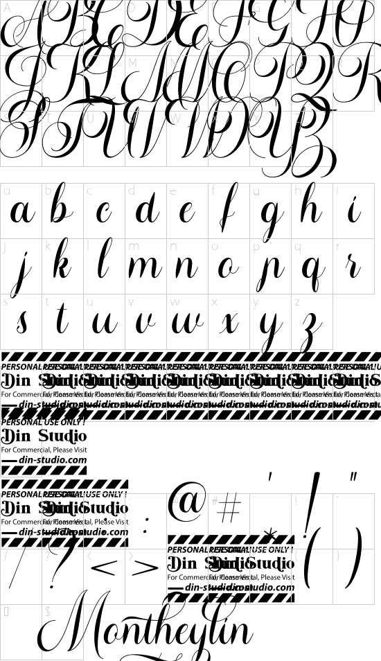 Montheylin Personal Use font character map