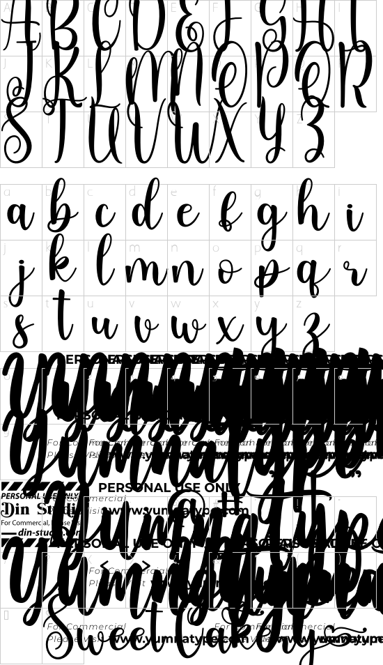 Sweet Cakery Personal Use font character map