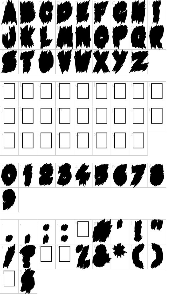 Tales of Scare FX Under font character map