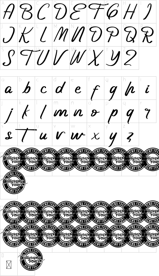 Geistown Demo font character map