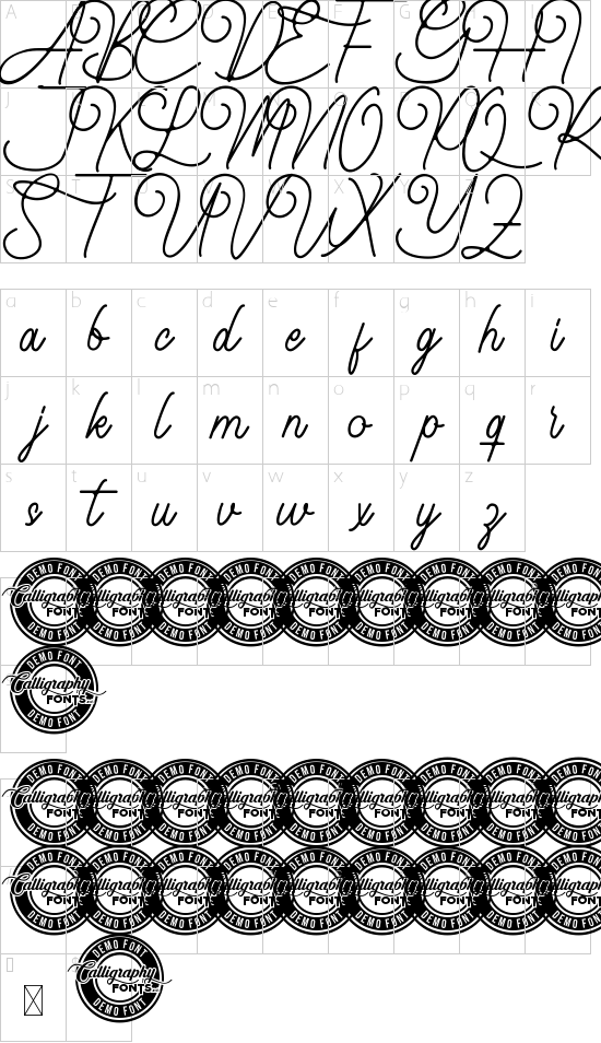 Loveliness Demo font character map