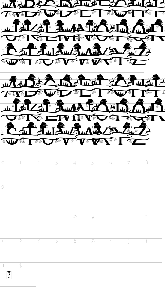 Cute Christmas Monogram font character map