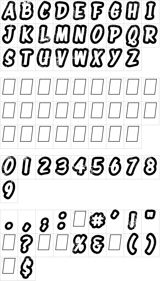 Happy Shop font character map